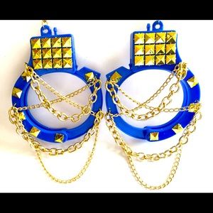 Blue handcuff earrings